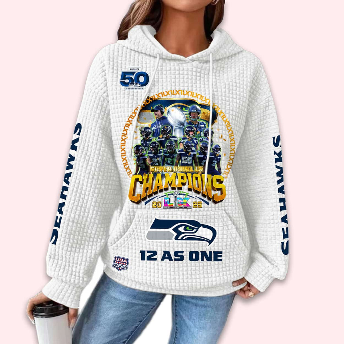 Seahawks Super Bowl LX Champions Waffle Hoodie