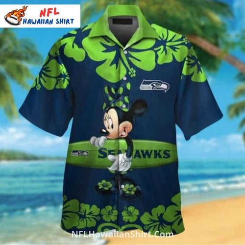 Seattle Football Minnie Mouse Themed Hawaiian Shirt