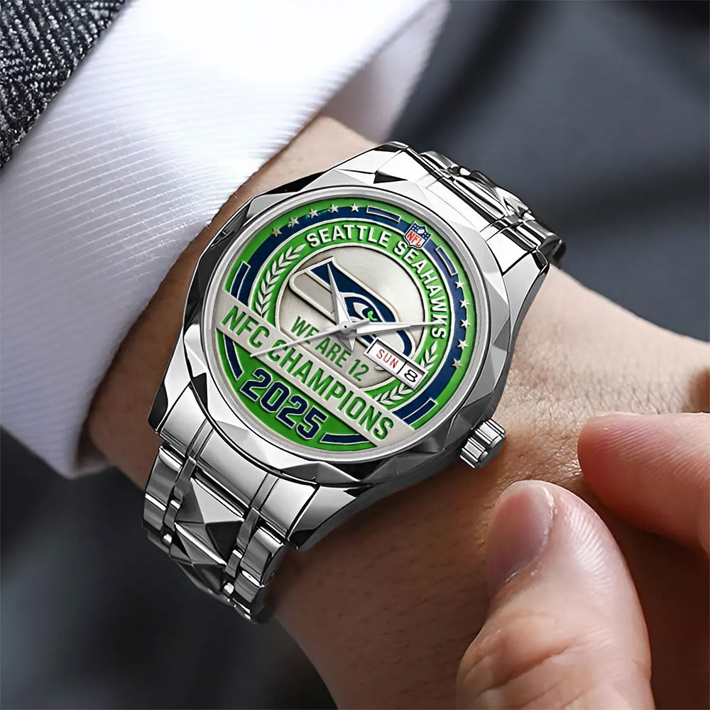 Seattle Seahawks 2025 NFC Champions Alloy Luxury Quartz Watch - MAITM14617