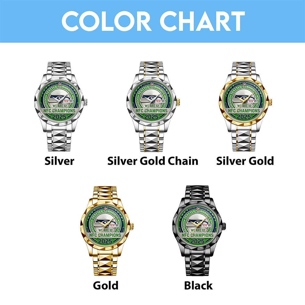 Seattle Seahawks 2025 NFC Champions Alloy Luxury Quartz Watch - MAITM14617
