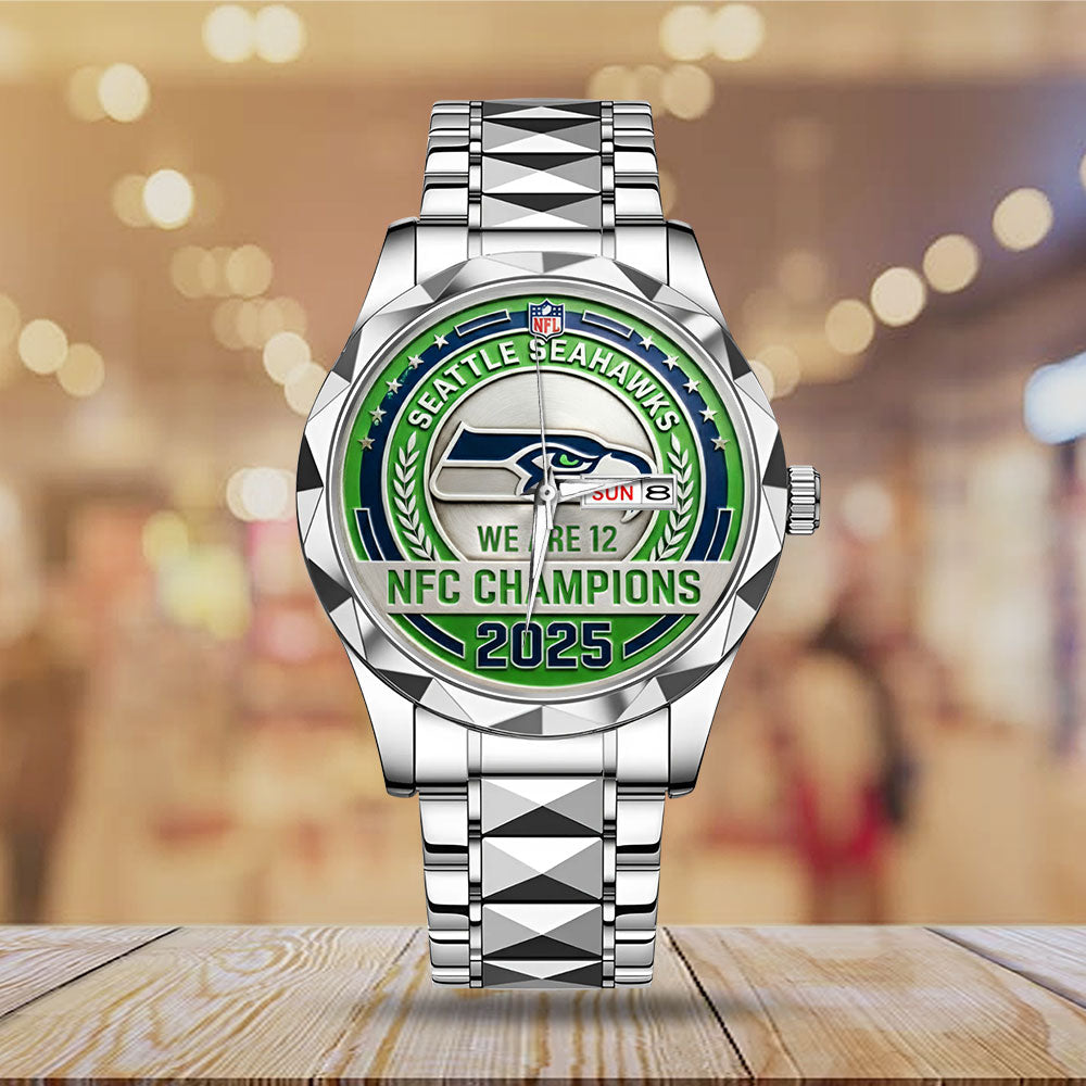 Seattle Seahawks 2025 NFC Champions Alloy Luxury Quartz Watch - MAITM14617