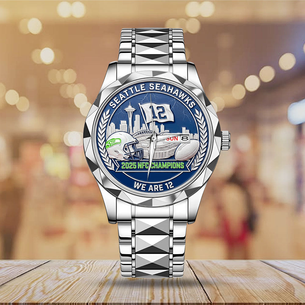 Seattle Seahawks 2025 NFC Champions Alloy Luxury Quartz Watch - MAITM14618