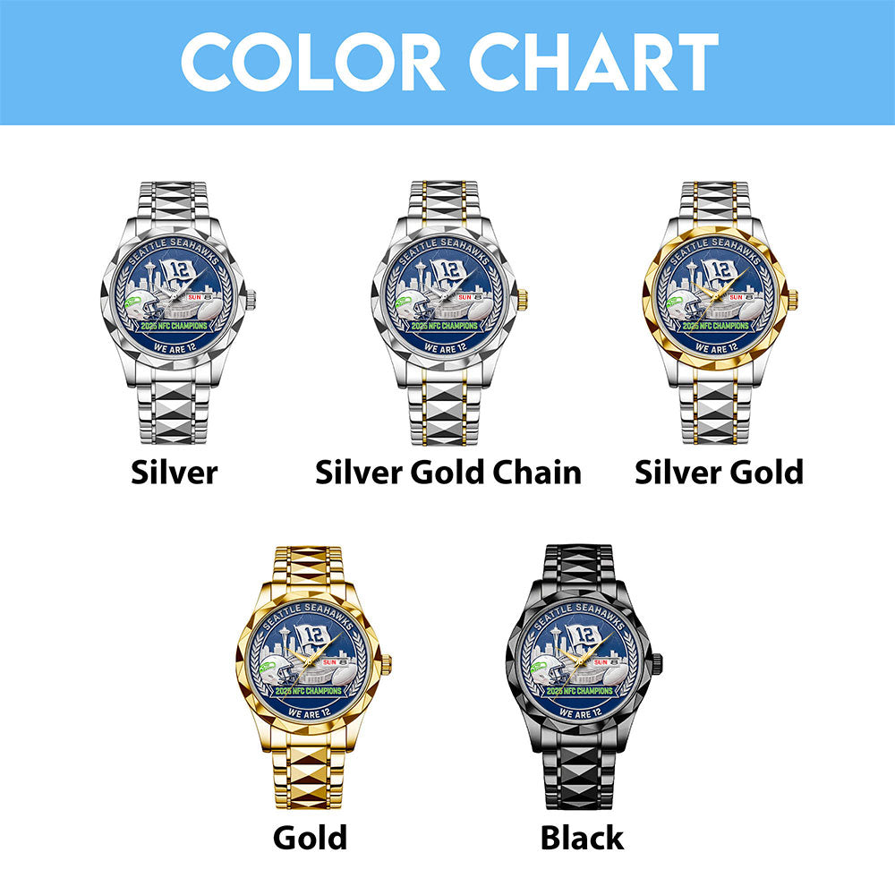 Seattle Seahawks 2025 NFC Champions Alloy Luxury Quartz Watch - MAITM14618