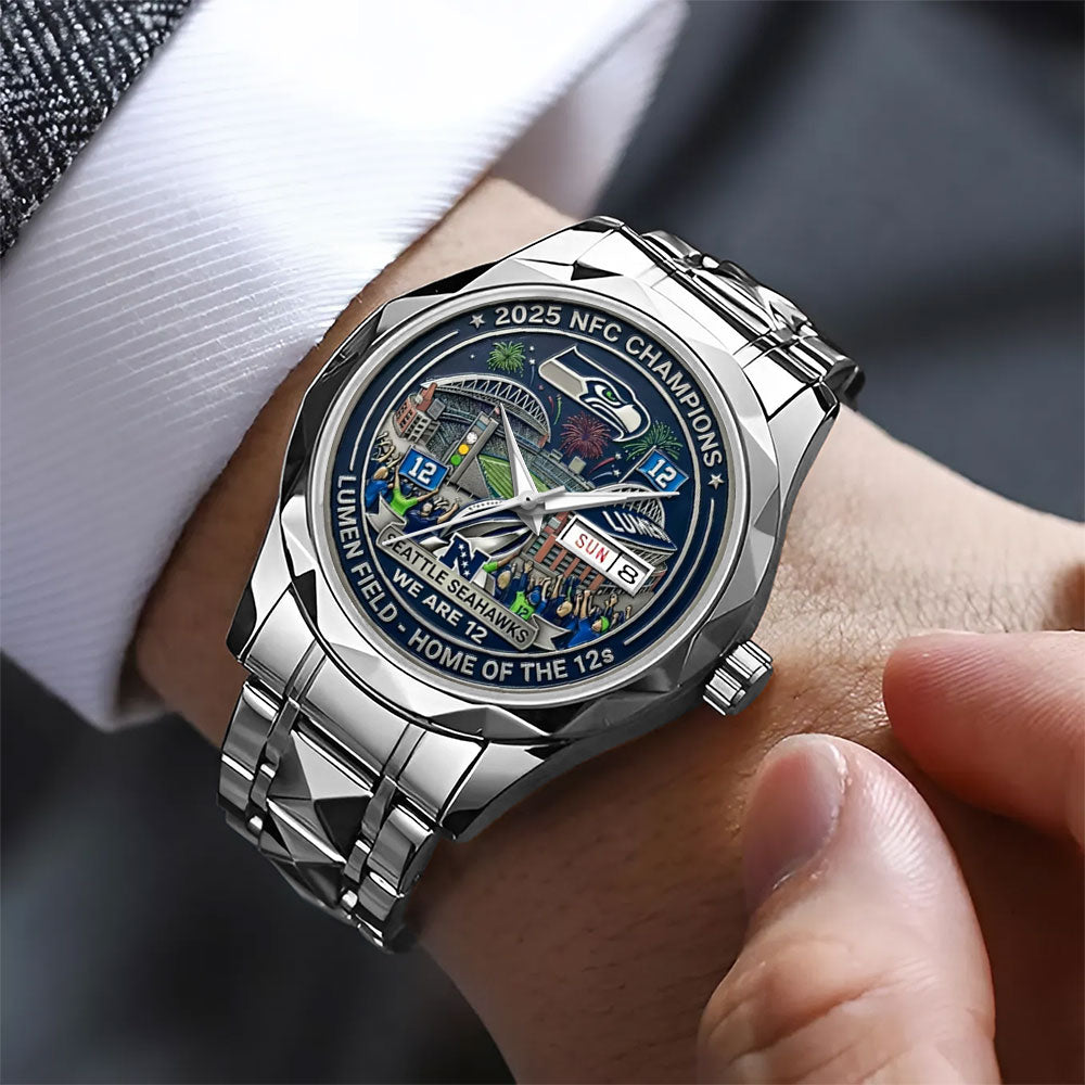 Seattle Seahawks 2025 NFC Champions Alloy Luxury Quartz Watch - MAITM14619