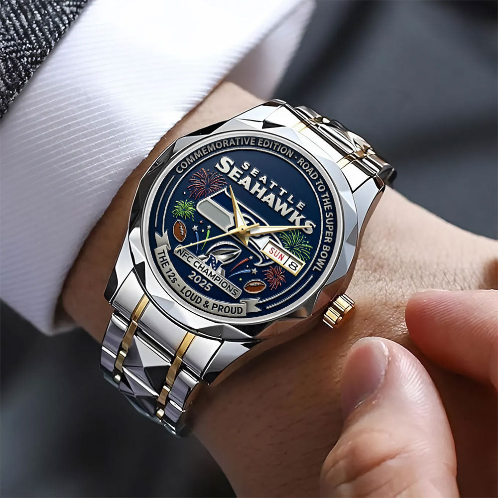 Seattle Seahawks 2025 NFC Champions Alloy Luxury Quartz Watch - TANTN20676
