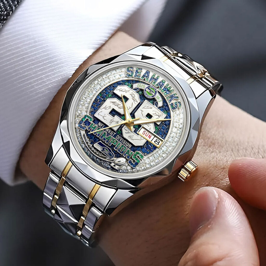 Seattle Seahawks 2025 NFC West Champions Alloy Luxury Quartz Watch - HOATT15764