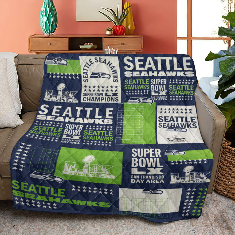 Seattle Seahawks 2025 Super Bowl LX Champions Quilt Blanket - TMTHU3942