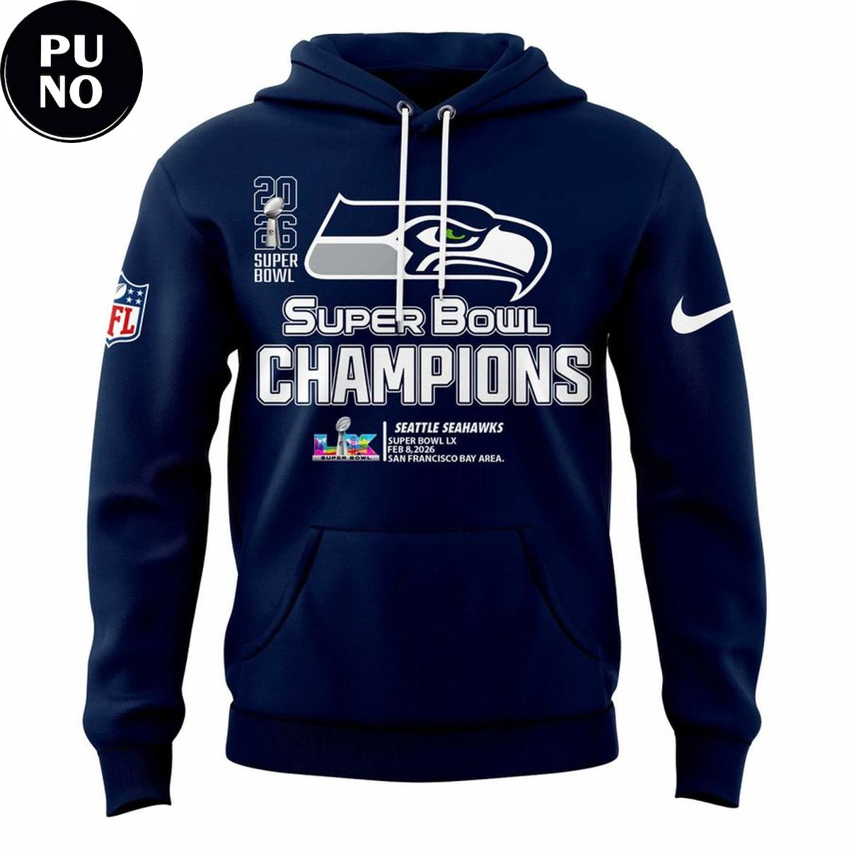 Seattle Seahawks 2026 2 Times Super Bowl Champions NFL Hoodie T-Shirt
