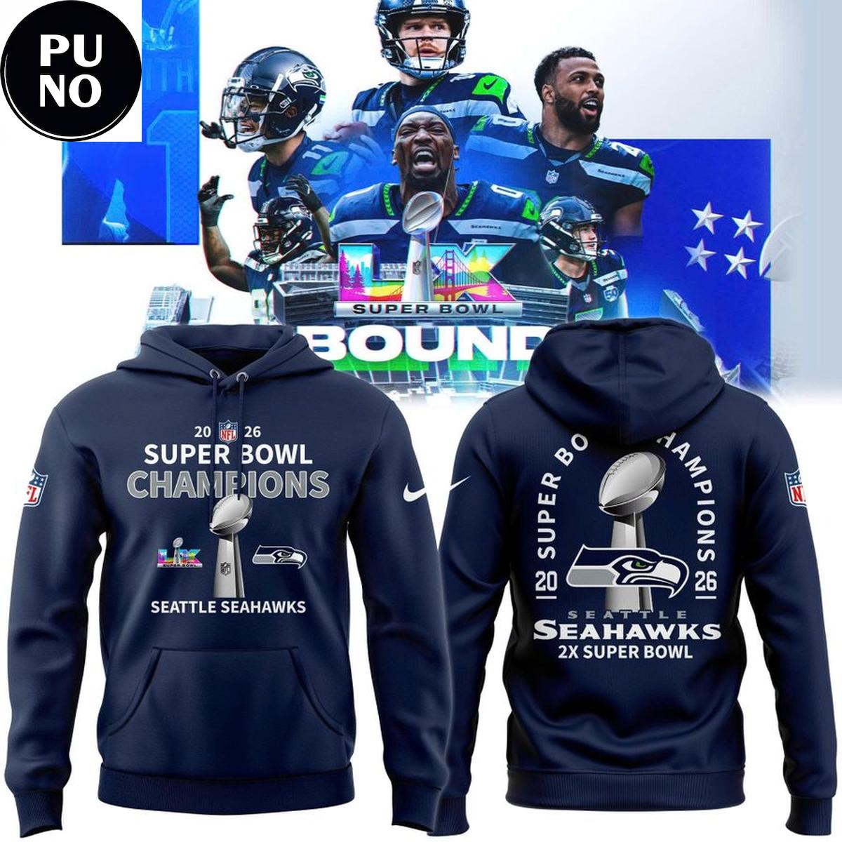 Seattle Seahawks 2026 Super Bowl LX Champions NFL Hoodie T-Shirt