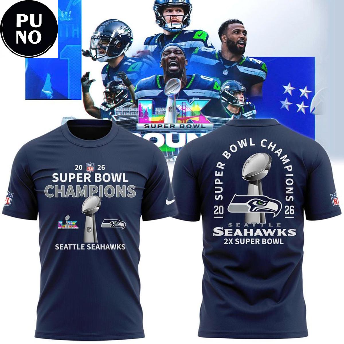 Seattle Seahawks 2026 Super Bowl LX Champions NFL Hoodie T-Shirt