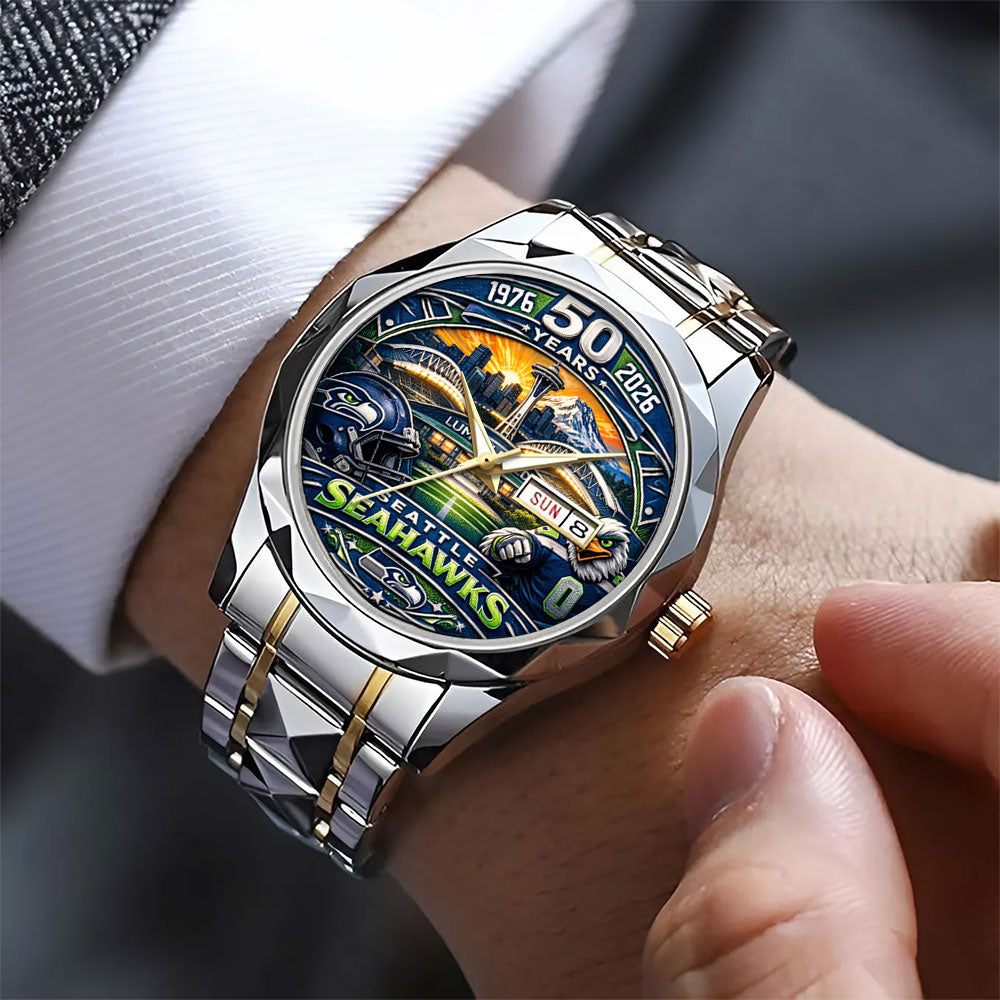 Seattle Seahawks 50 Years Alloy Luxury Quartz Watch - MAITM14795