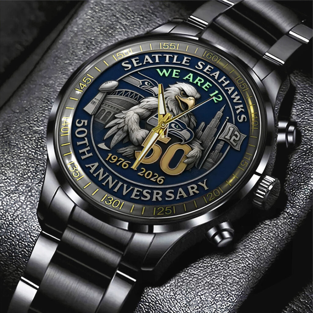 Seattle Seahawks 50th Anniversary 2026 Black Stainless Steel Watch - TANTN16079