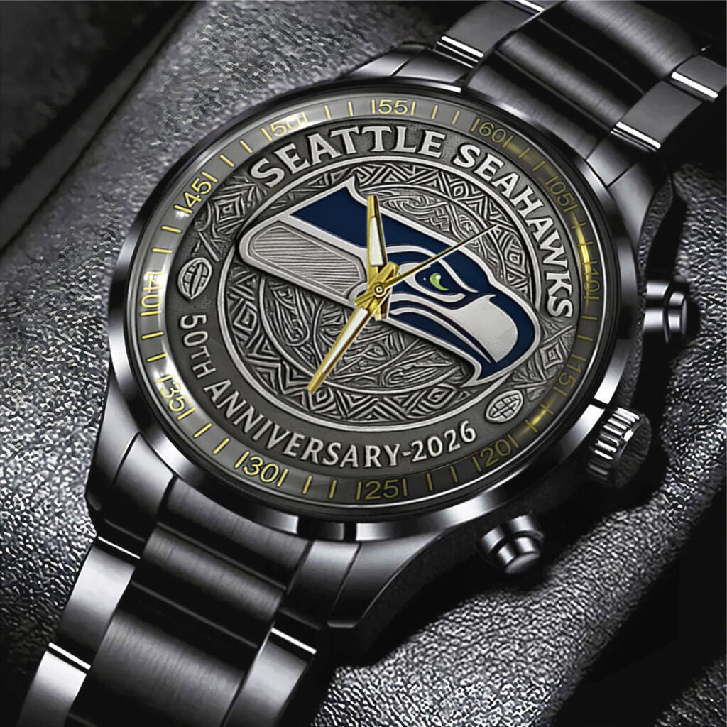 Seattle Seahawks 50th Anniversary 2026 Black Stainless Steel Watch - TANTN16081