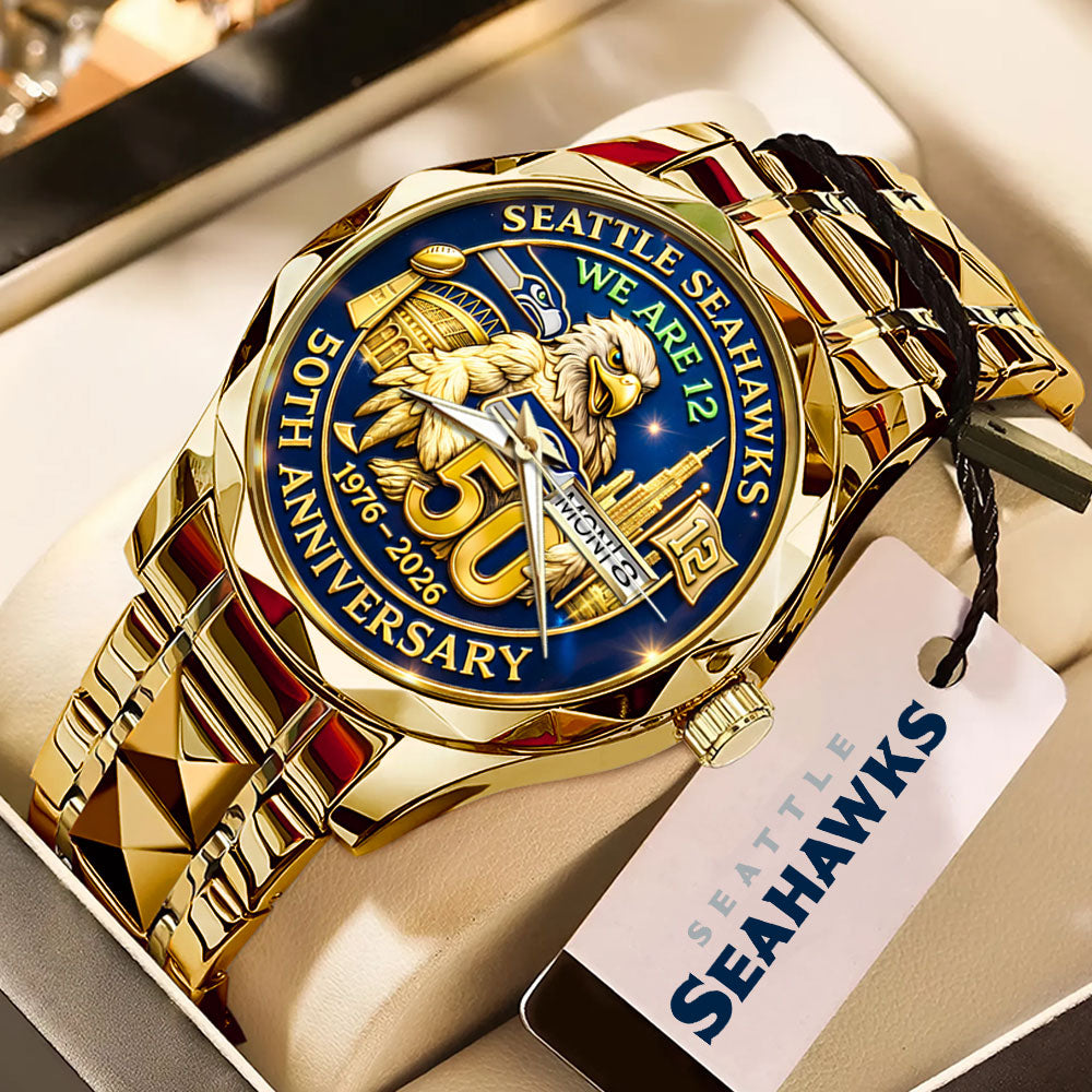 Seattle Seahawks 50th Anniversary Alloy Luxury Quartz Watch - MAITM14393