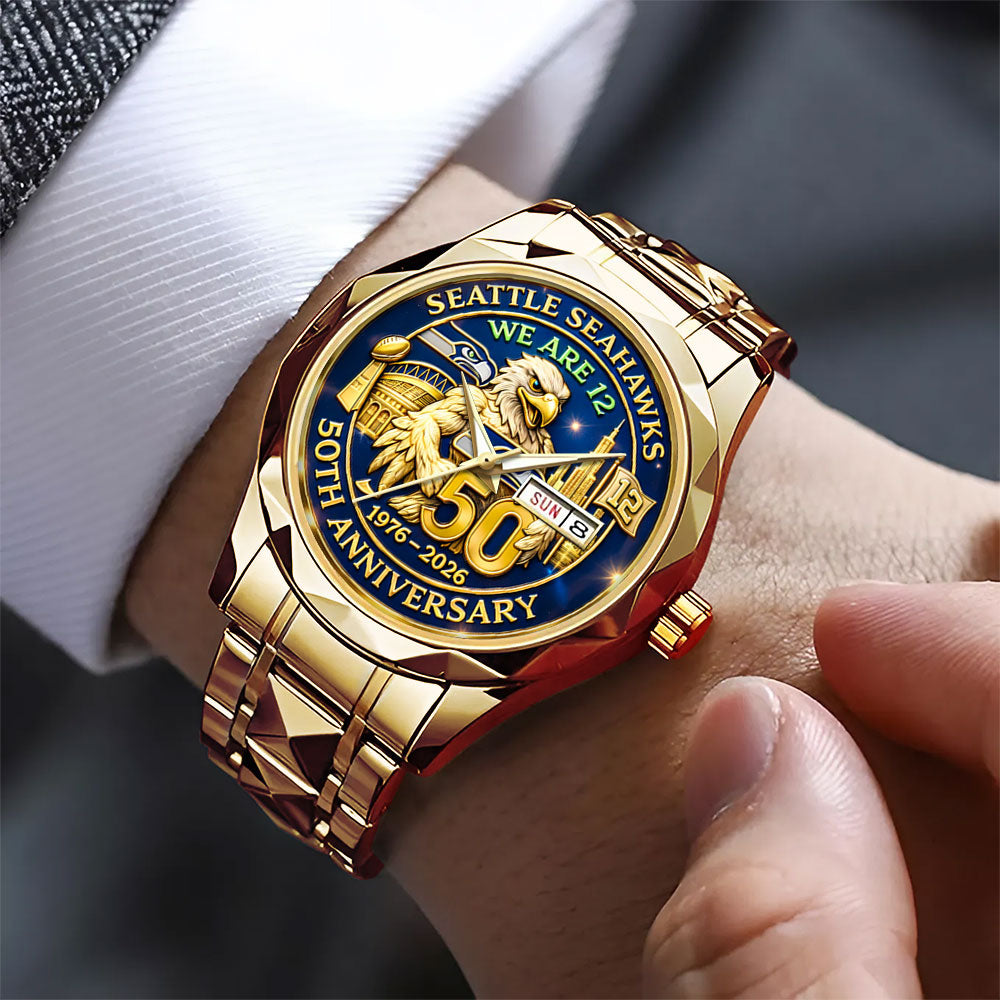 Seattle Seahawks 50th Anniversary Alloy Luxury Quartz Watch - MAITM14393