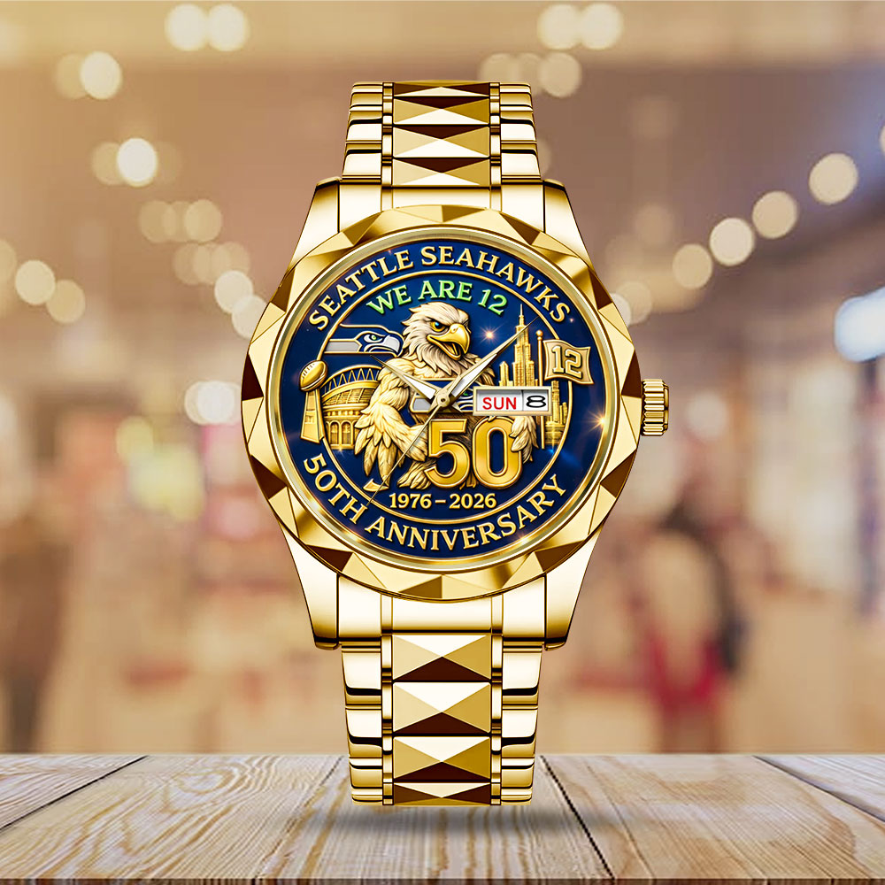Seattle Seahawks 50th Anniversary Alloy Luxury Quartz Watch - MAITM14393