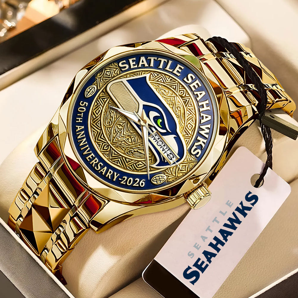 Seattle Seahawks 50th Anniversary Alloy Luxury Quartz Watch - MAITM14413