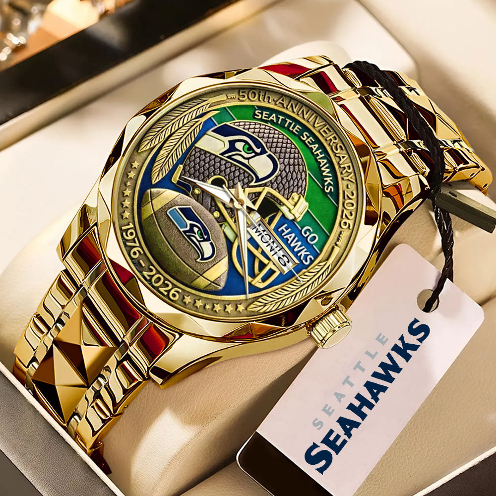 Seattle Seahawks 50th Anniversary Alloy Luxury Quartz Watch - MAITM14417