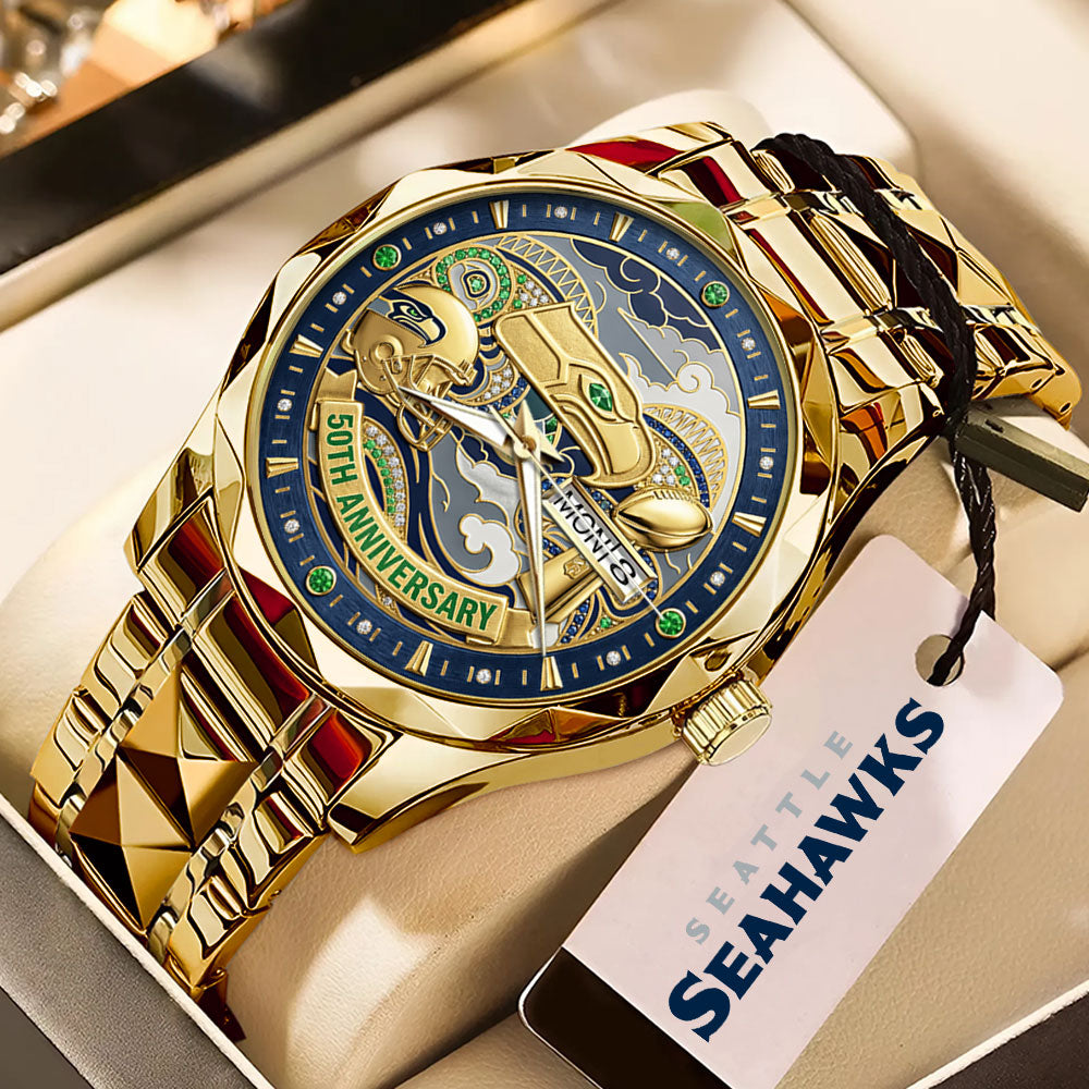 Seattle Seahawks 50th Anniversary Alloy Luxury Quartz Watch - MAITM14462