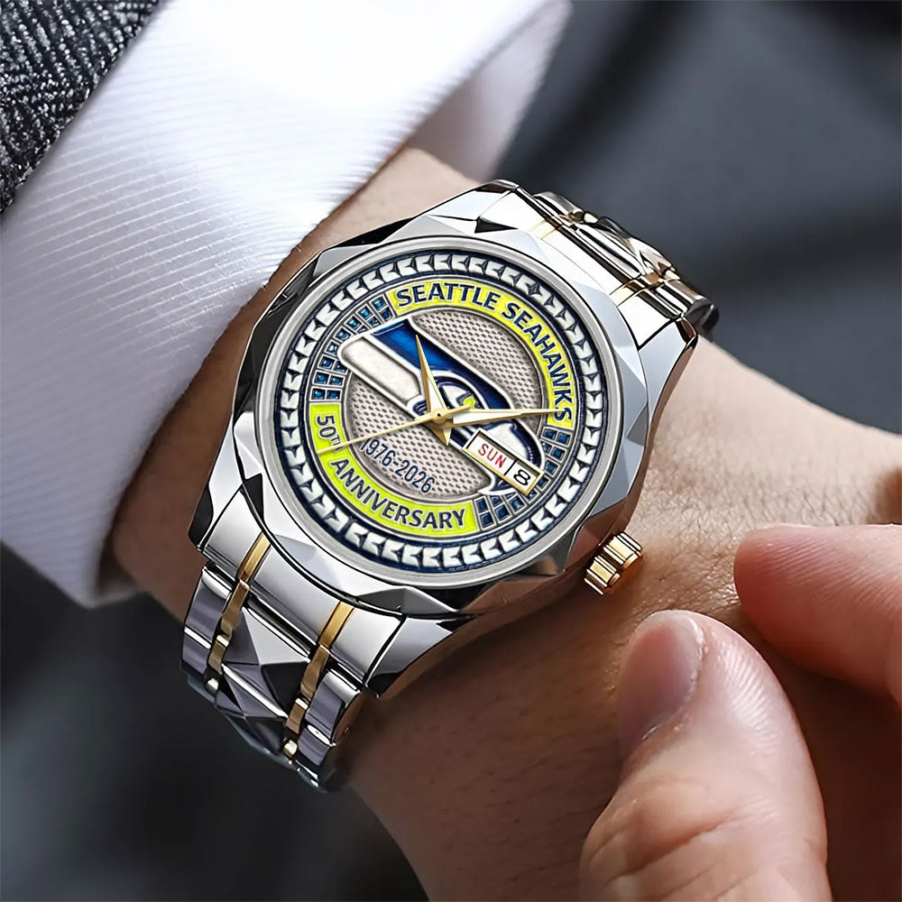 Seattle Seahawks 50th Anniversary Alloy Luxury Quartz Watch - MAITM14639