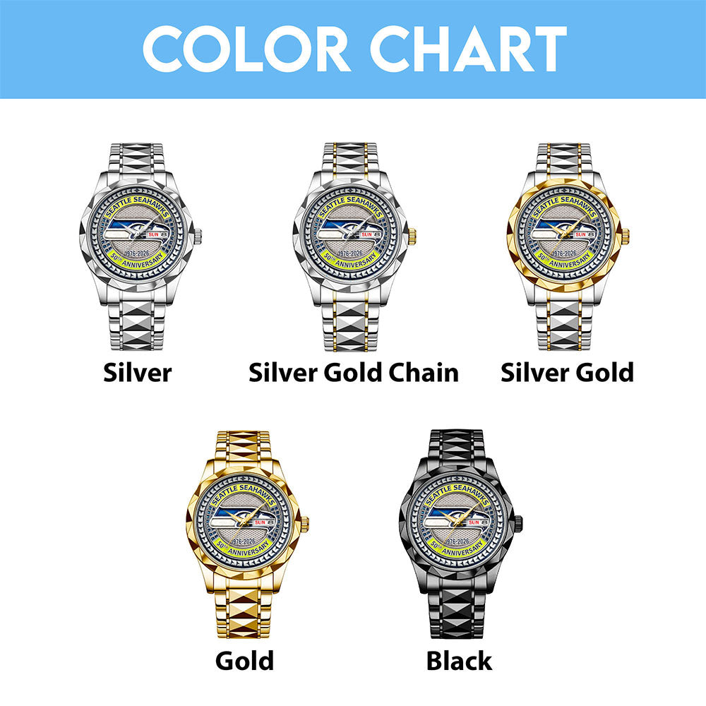Seattle Seahawks 50th Anniversary Alloy Luxury Quartz Watch - MAITM14639