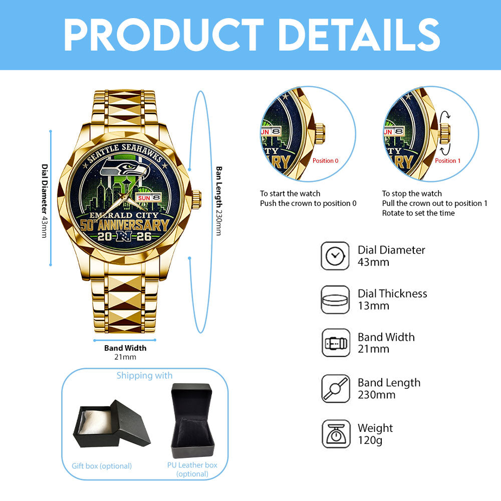 Seattle Seahawks Alloy Luxury Quartz Watch - TMTHU3075