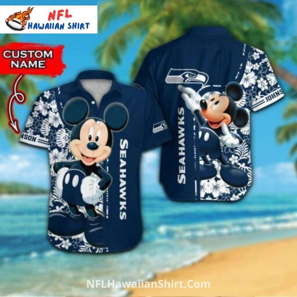 Seattle Seahawks Aloha Shirt Cartoon Character Beach