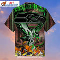 Seattle Seahawks Aloha Shirt Fierce Hawk Fire Graphic