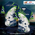 Seattle Seahawks Aloha Shirt Floral Navy And White