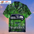 Seattle Seahawks Aloha Shirt Green Grunge Logo Print