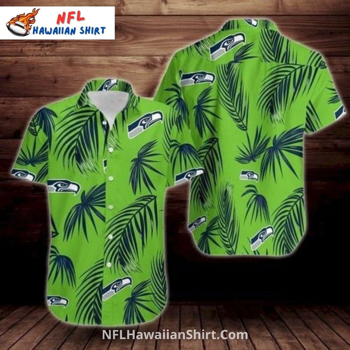 Seattle Seahawks Aloha Shirt Palm Leaves Tropical