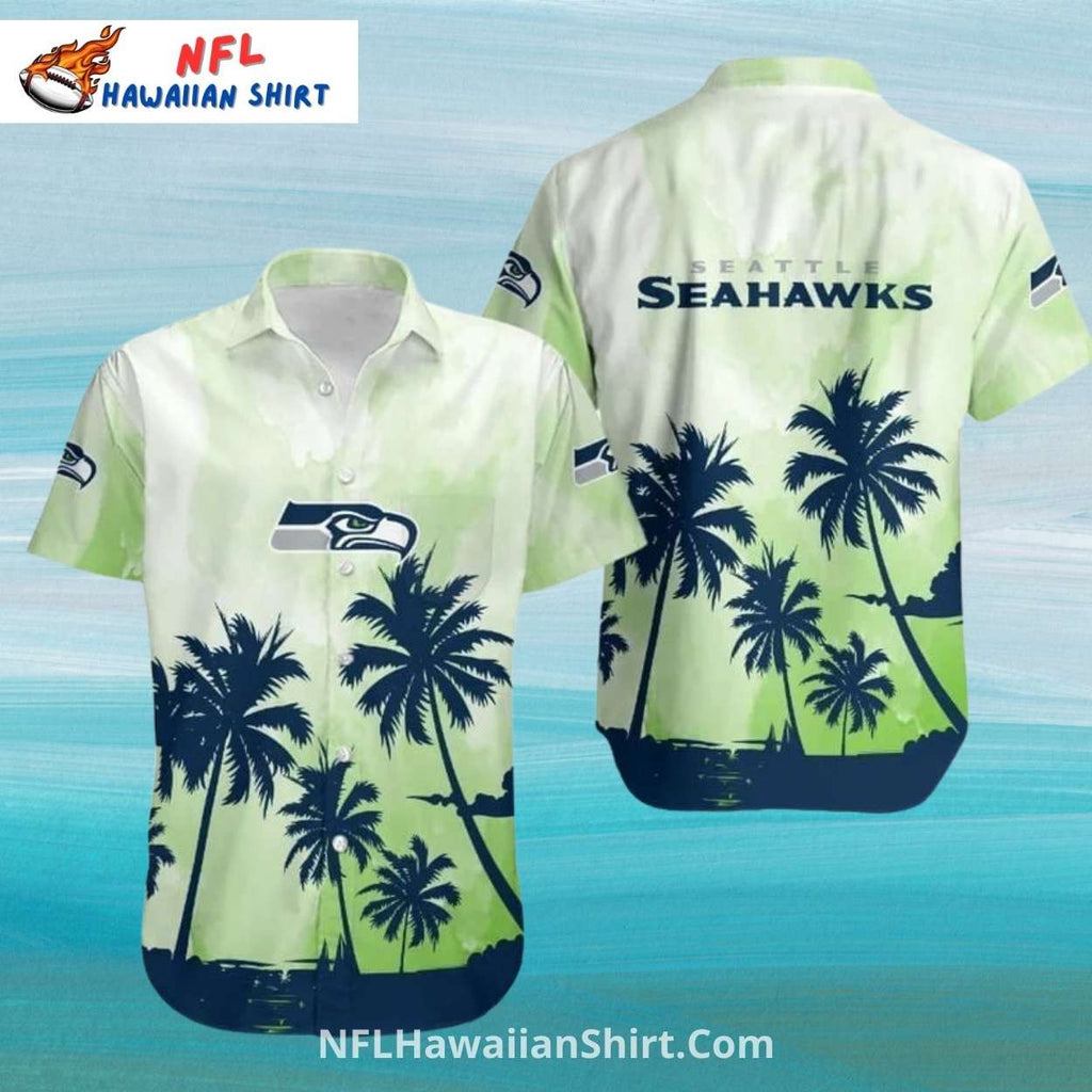 Seattle Seahawks Aloha Shirt Palm Tree Green Beach Design