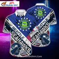 Seattle Seahawks Aloha Shirt Patriotic Blue And White