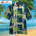 Seattle Seahawks Aloha Shirt Retro Tribal Tile Pattern