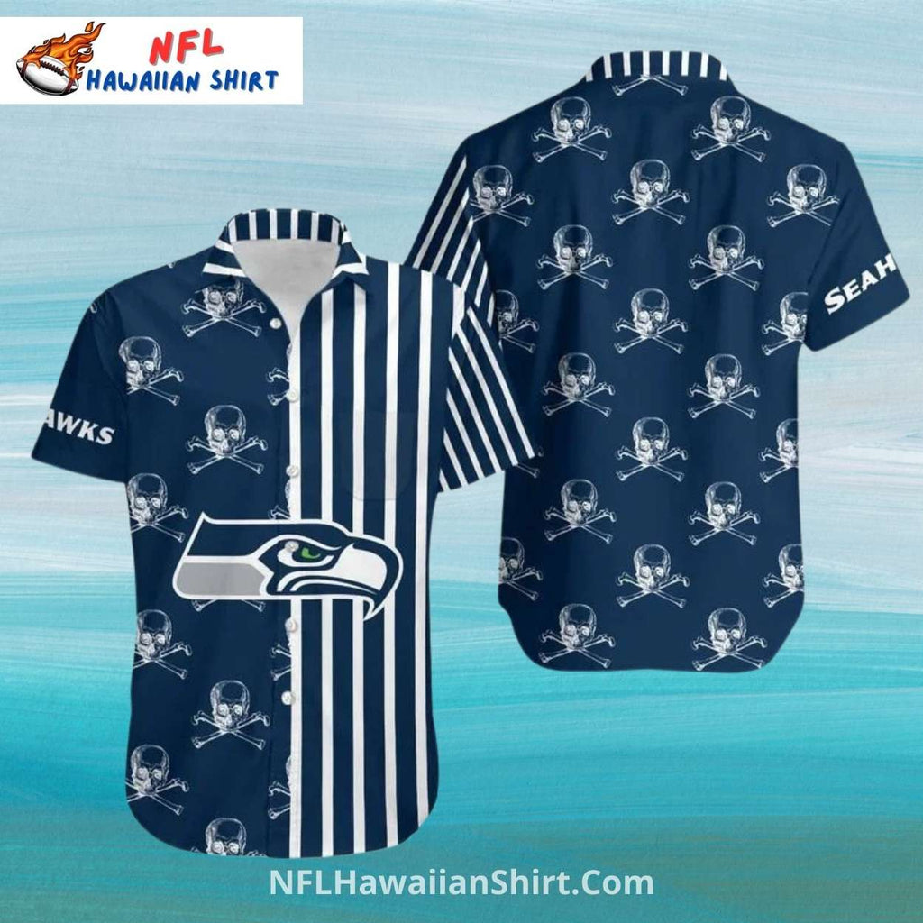 Seattle Seahawks Aloha Shirt Skull And Striped Theme