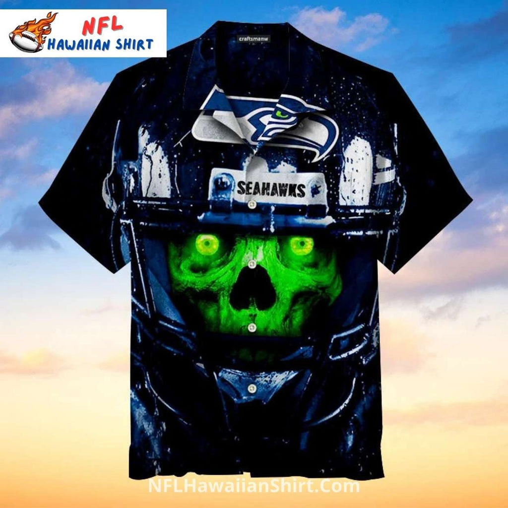 Seattle Seahawks Aloha Shirt Skull Helmet Dark Theme