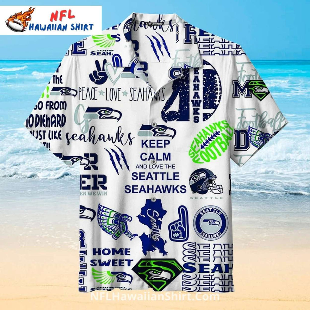 Seattle Seahawks Aloha Shirt White Graffiti Collage