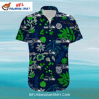 Seattle Seahawks Aloha Shirt With Dark Green Leafy Nature Print