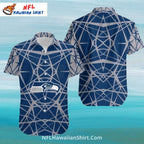 Seattle Seahawks Aloha Shirt With Geometric Blue Web Pattern