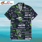 Seattle Seahawks Aloha Shirt With Retro Football Elements