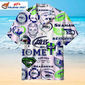 Seattle Seahawks Aloha Shirt With White Background And Fun Logos