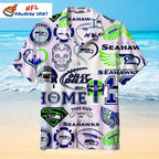 Seattle Seahawks Aloha Shirt With White Background And Fun Logos