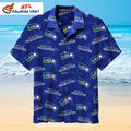 Seattle Seahawks Blue Logo Beach Aloha Shirt