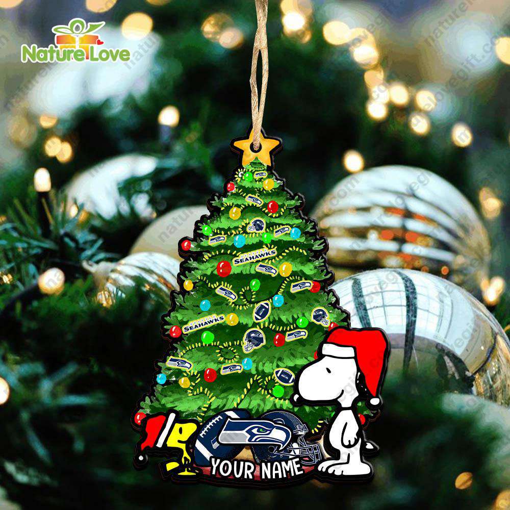 Seattle Seahawks Custom Snoopy Peanuts Christmas Ornament Xmas Tree Decoration