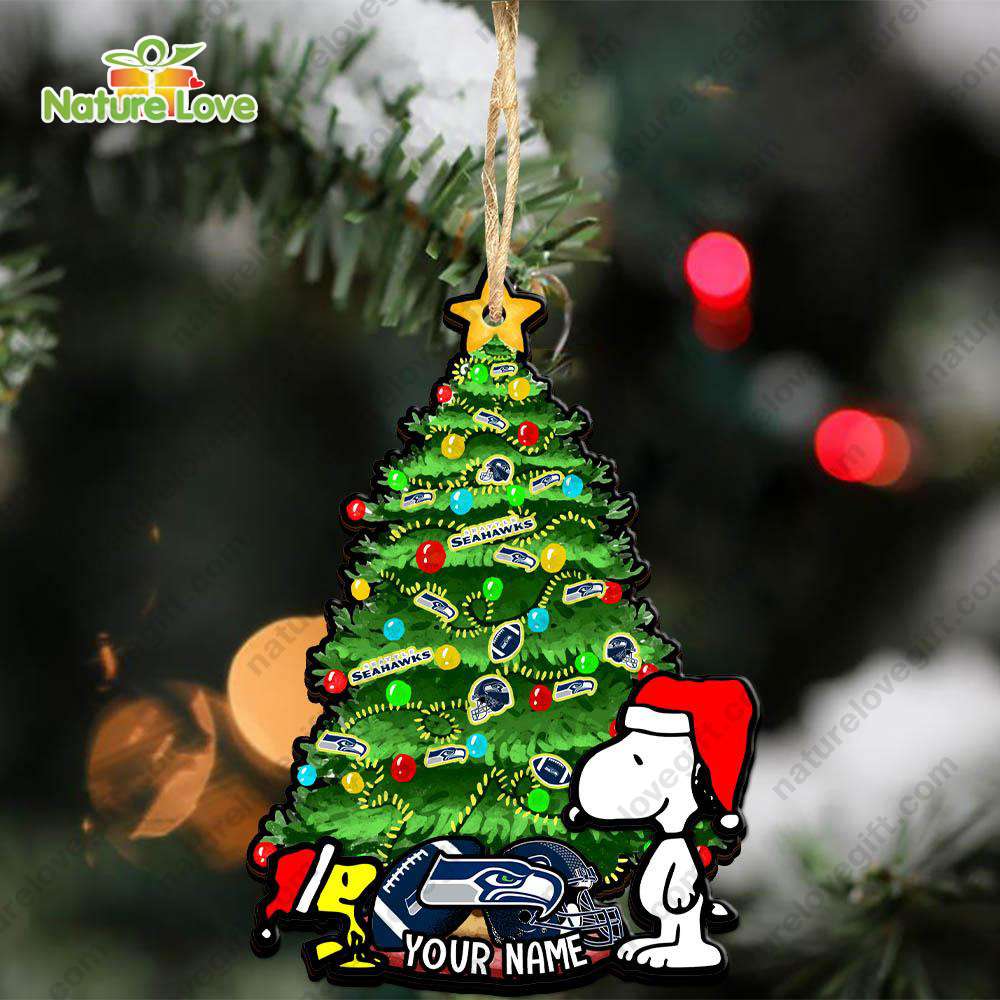 Seattle Seahawks Custom Snoopy Peanuts Christmas Ornament Xmas Tree Decoration