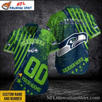 Seattle Seahawks Electric Lime Splatter Custom Name Hawaiian Shirt