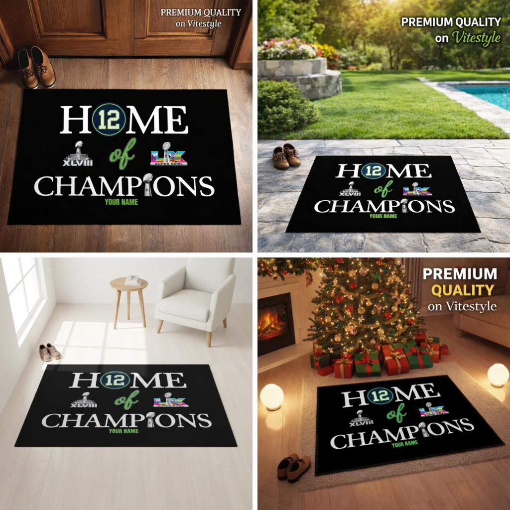 Seattle Seahawks Home of Champions for 12s Fans Custom Doormat