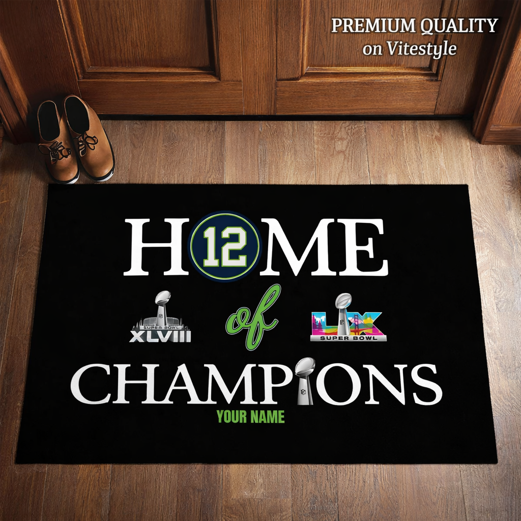 Seattle Seahawks Home of Champions for 12s Fans Custom Doormat