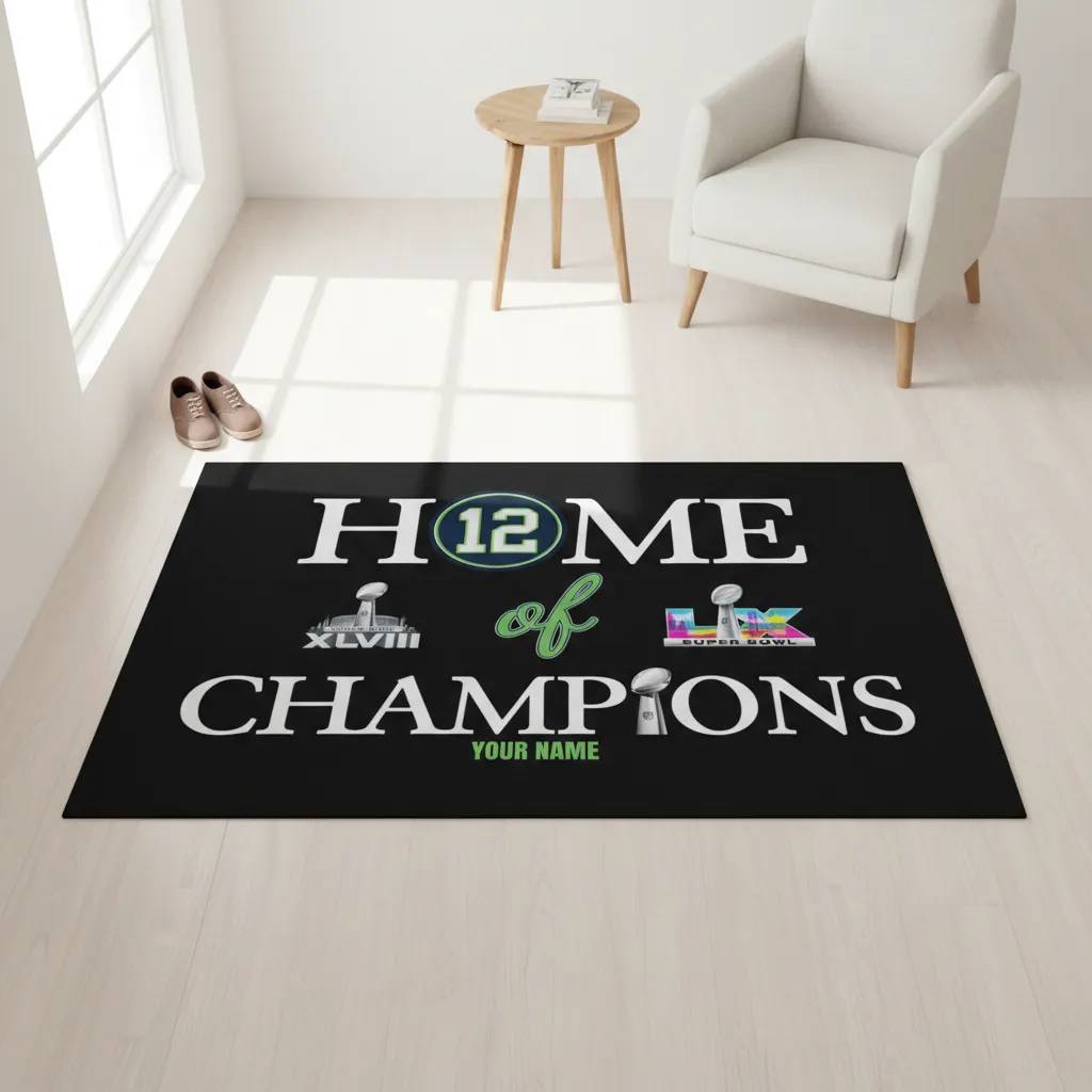 Seattle Seahawks Home of Champions for 12s Fans Custom Doormat