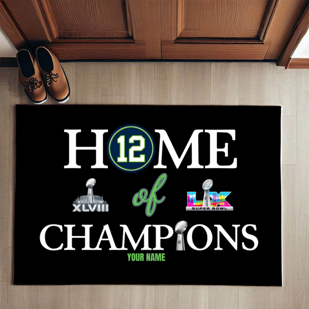 Seattle Seahawks Home of Champions for 12s Fans Custom Doormat